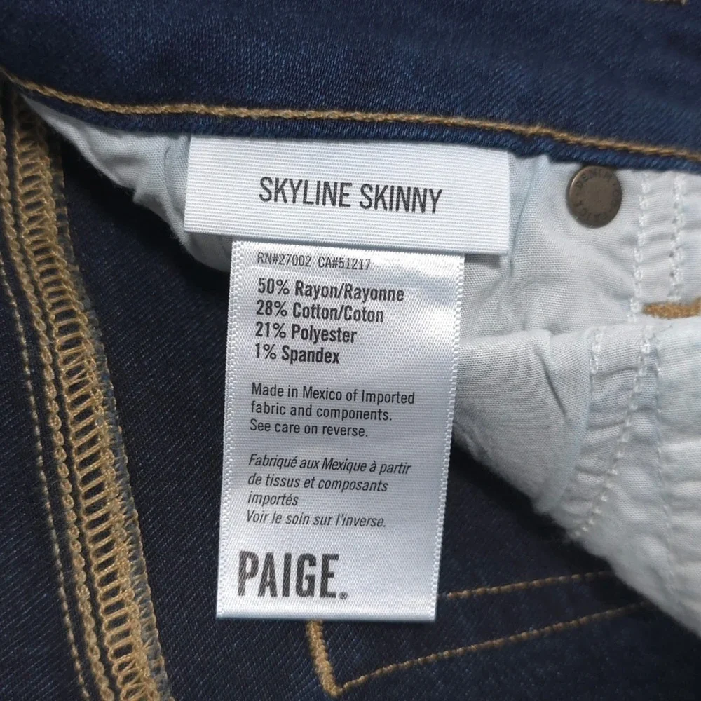 PAIGE Jeans Women 27 High Rise Straight Dark Wash‎ Denim Skyline Skinny
